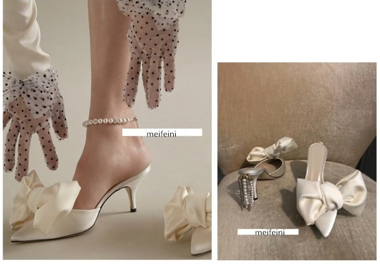 Новинка года; сезон весна; женские туфли на высоком каблуке с бантом