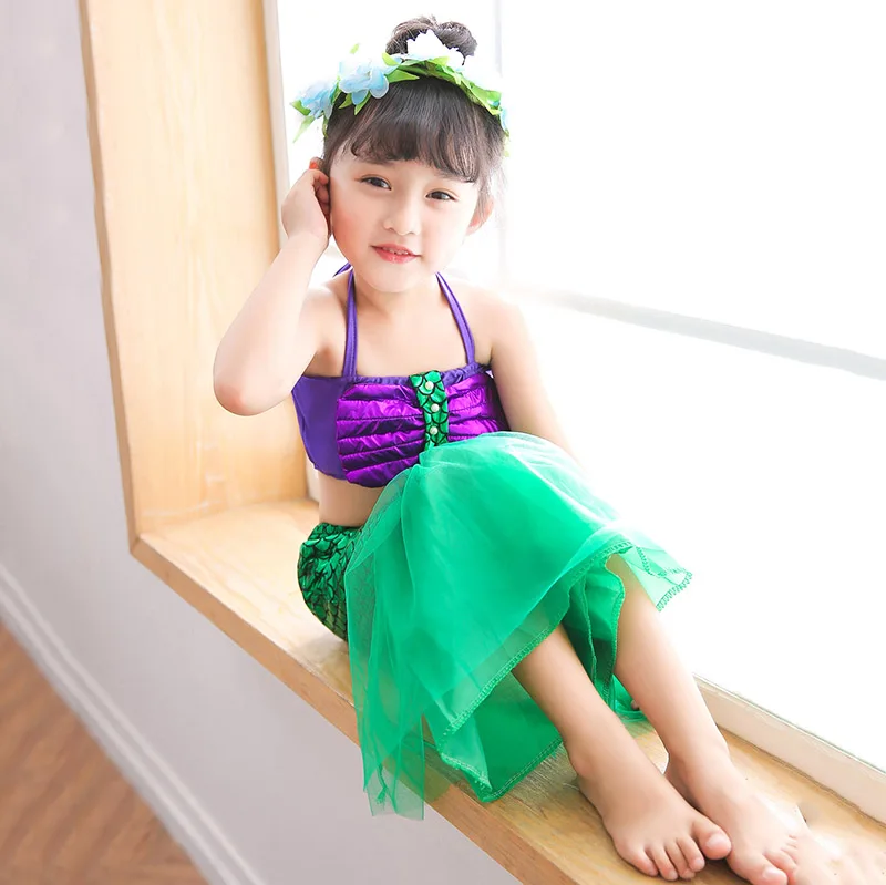 Костюм Русалочки с хвостом комплект из 3 предметов детское платье для купания