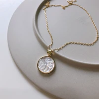 louleur 925 sterling silver shell angel baby pendant necklace gold original round western style necklace for women jewelry gifts