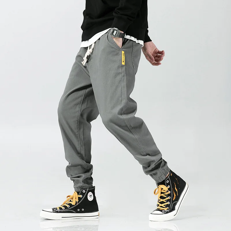 

American Style Fashion Men Jeans Loose Fit Casual Cargo Pants Harem Trousers Elastic Waist Slack Bottom Hip Hop Jogger Pants Men