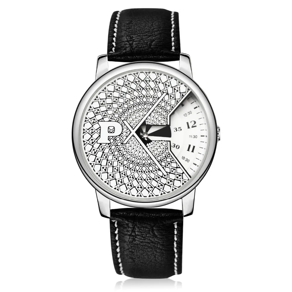 Часы наручные мужские с кожаным ремешком модные брендовые креативные