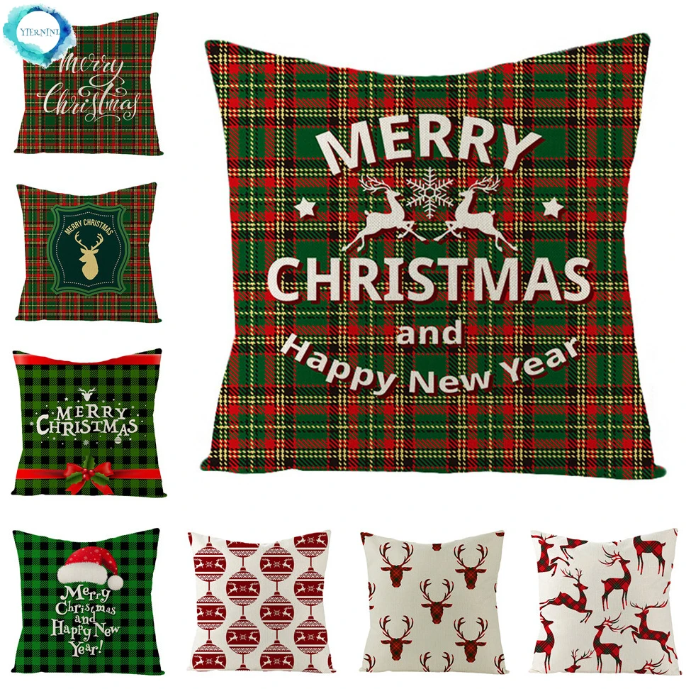 Рождественская серия хлопковая льняная наволочка вeчeринки yкрaшeнa олень