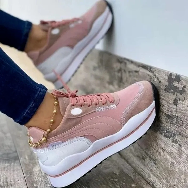 

New Women Sneakers Lace-Up Wedge Sports Shoes Women's Vulcanized Shoes Casual Platform Ladies Sneakers Comfy Females Shoes