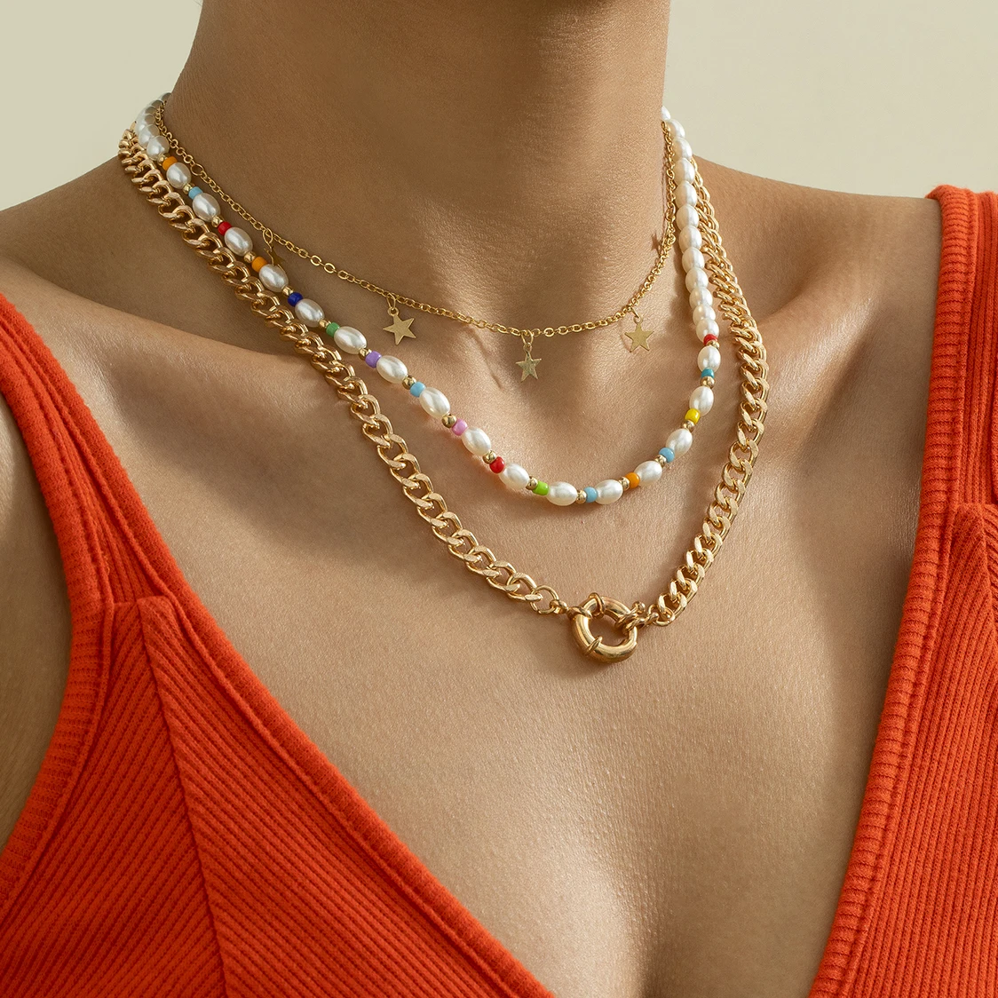 

Ingemark Kpop Star Tassel Pendant Necklace for Women Fashion Statement Colorful Pearl Bead Chain Necklace Y2K Trendy Jewelry New