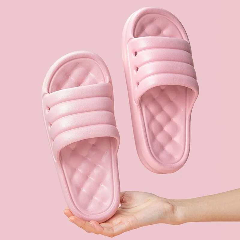 

2021New Thicker EVA Sofa Slides Thick Sole Soft Indoor Slippers Men Women Anti-slip Sandals Summer Bathroom Bath Platform Shoes