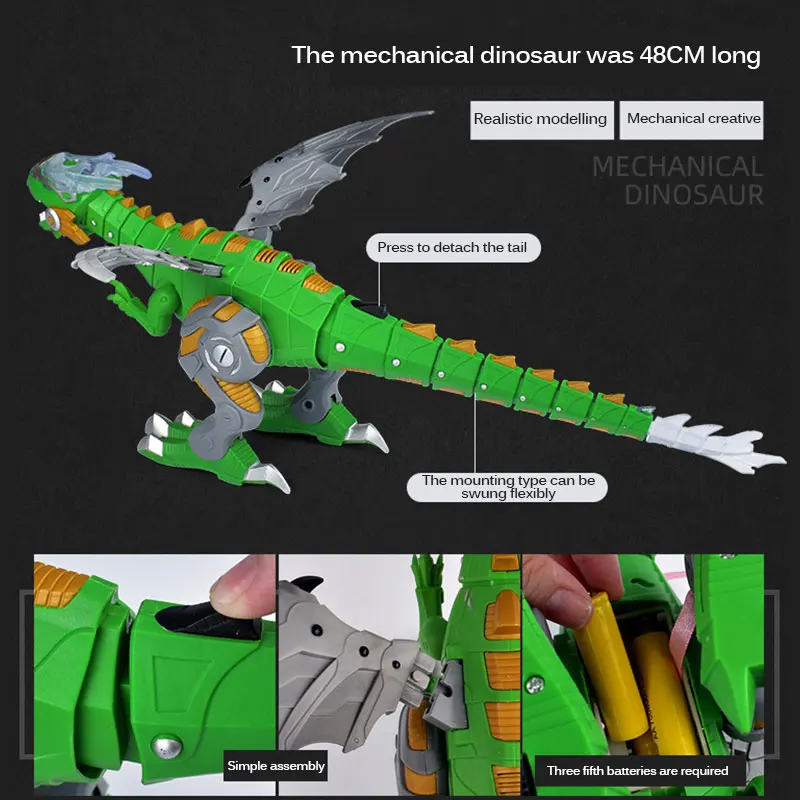 Обучающая игрушка спрей механический большой динозавр с крыльями игрушки