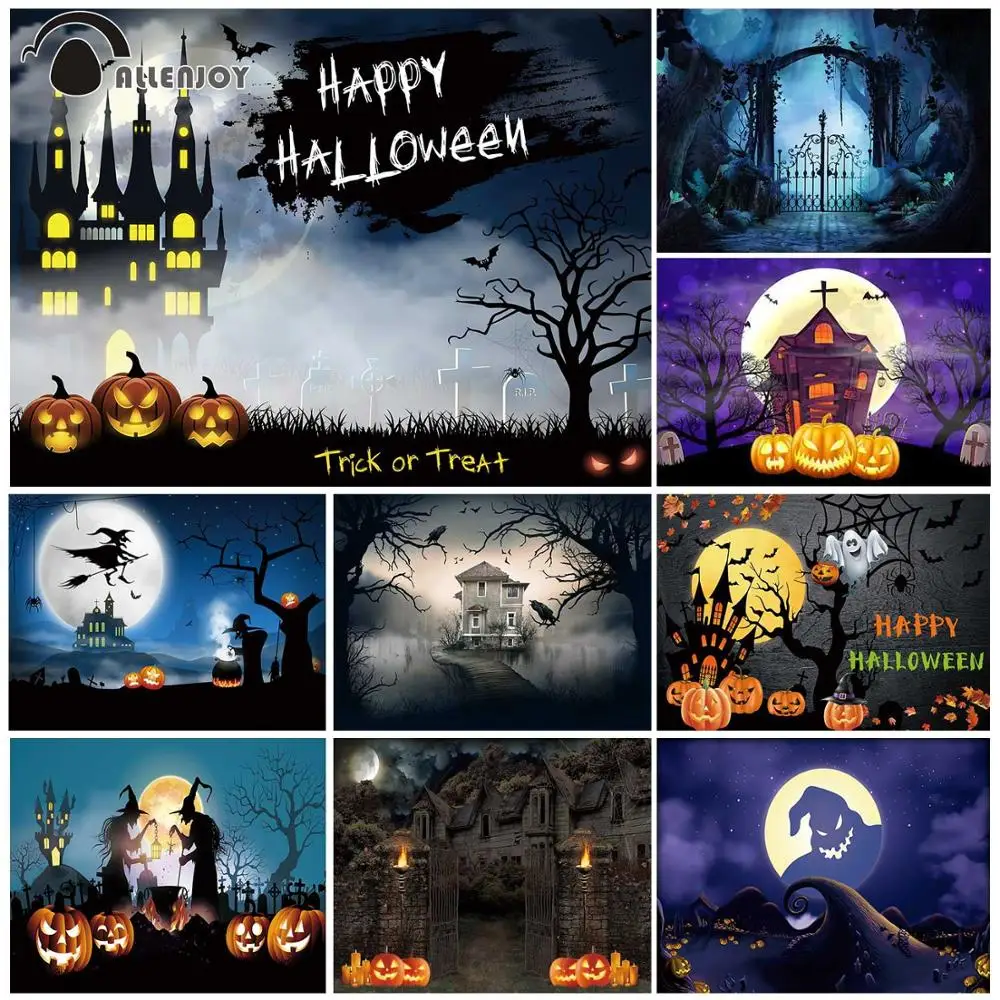 Allenjoy Хэллоуин виниловые фоны тыква ночь луна фон с изображением привидения для