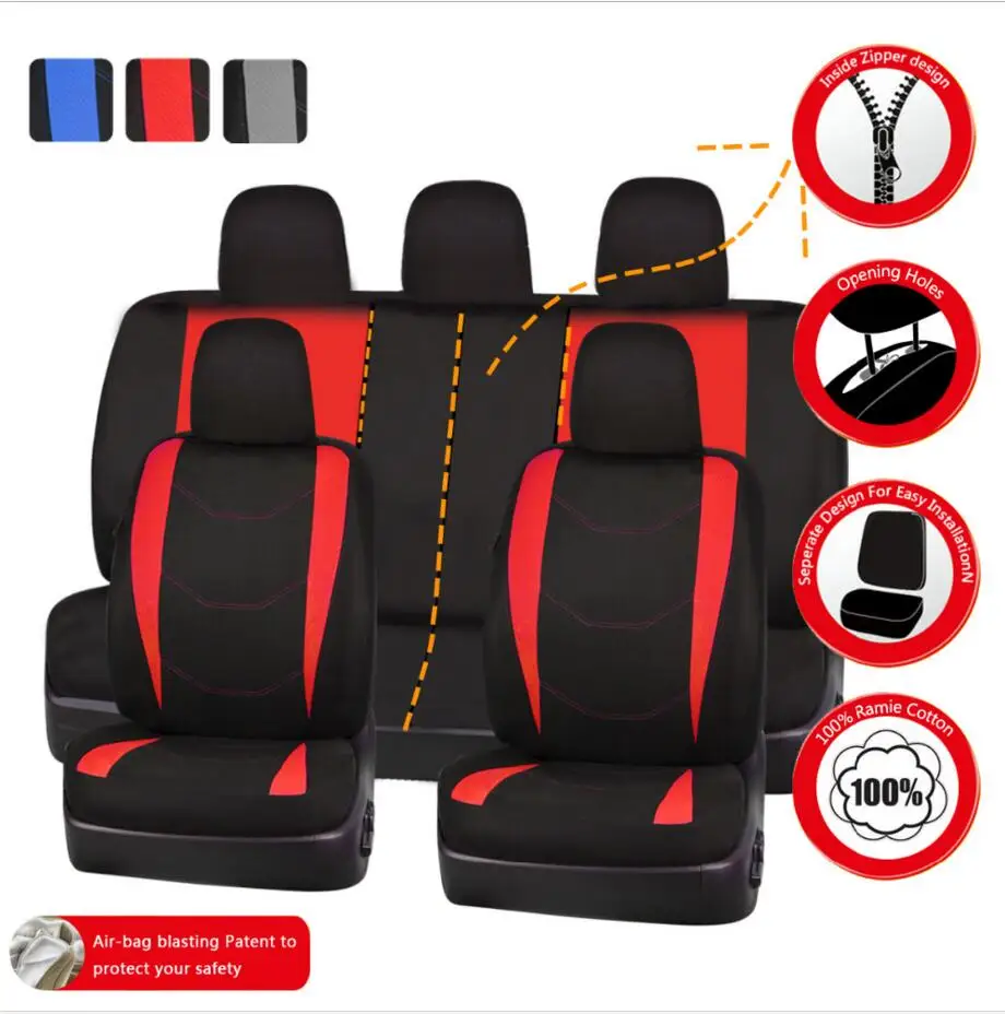 Красный Wesheu Car Seat Covers Universal Auto Interior Accessories Gray Blue Red Car Seat Protector With 2mm Foam Covers - Название цвета: Красный