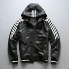 Мужская замшевая куртка, осенняя винтажная куртка с капюшоном, из натуральной кожи