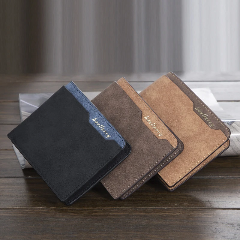 Кожаный кошелек мужской короткий корейский Тонкий для нескольких карт открытый