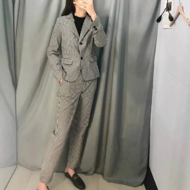 2019 autumn new casual single-breasted long-sleeved blazer Women suits pants suit Slim trousers Women's office |