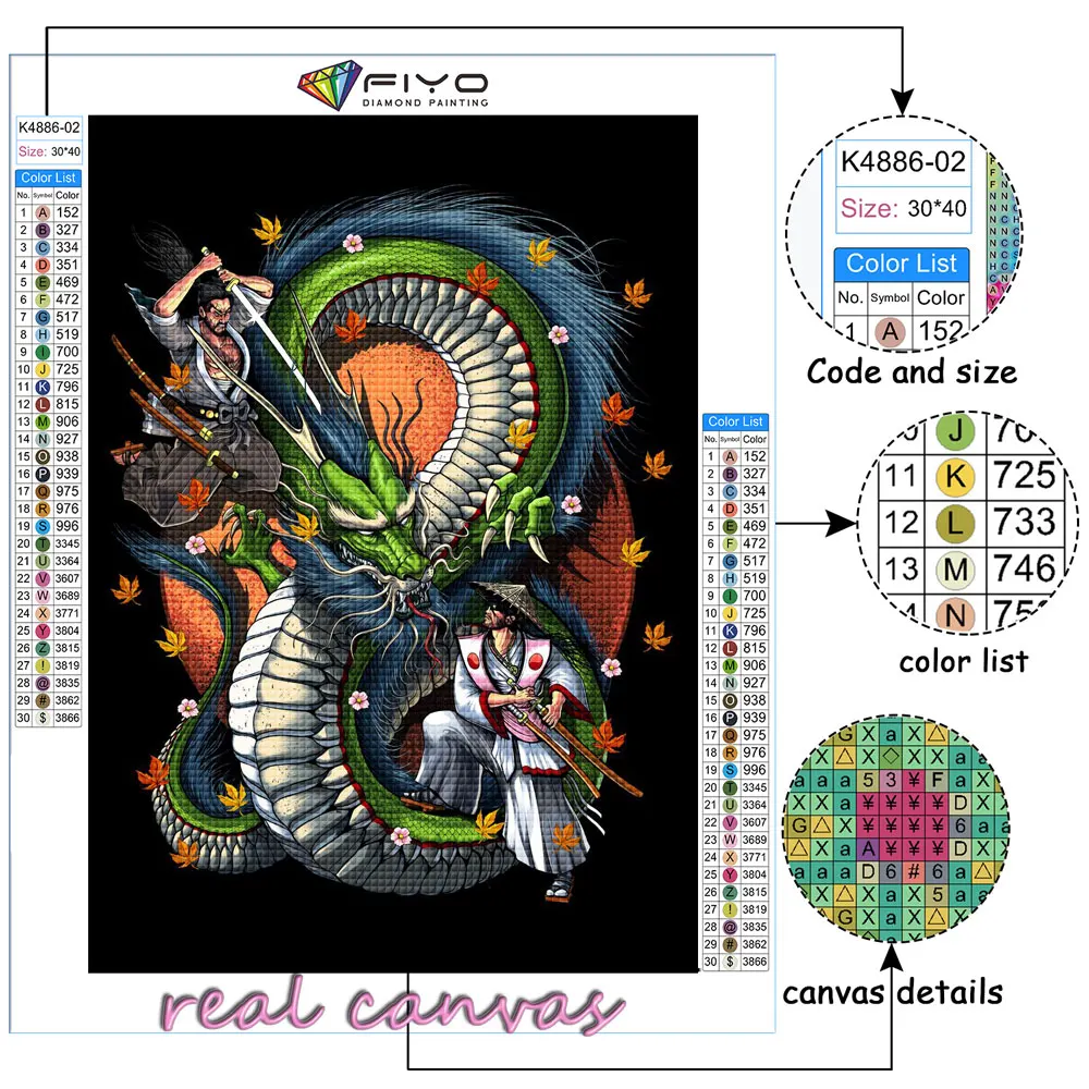 5D алмазная живопись Японский дракон тигр животные полная Алмазная вышивка