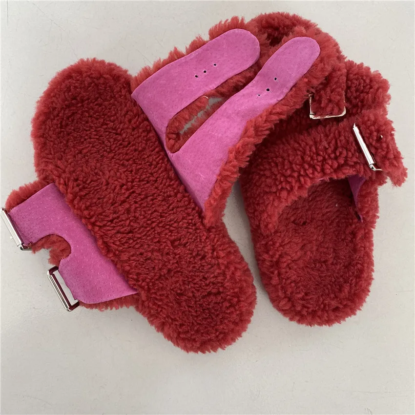 2022 New Women's Slippers  Fashion Fur Slippers High Quality Household Plush Slides Fluffy Warm Open-tode Women Shoes images - 6