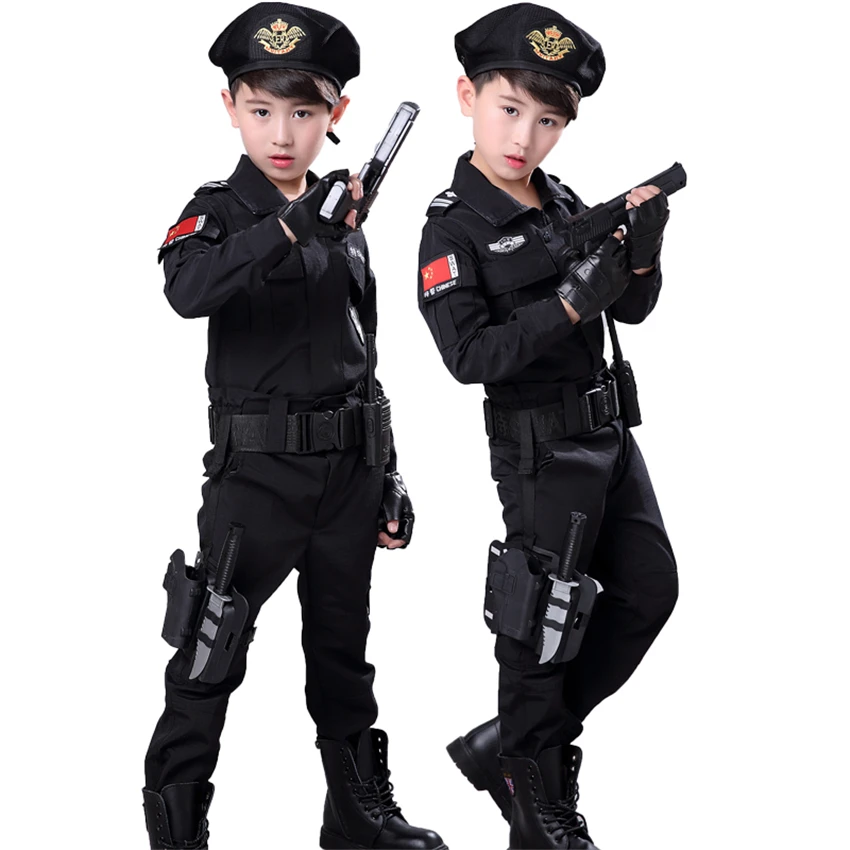 Униформа полицейского на Хэллоуин причудливый костюм спецназа для детей косплея