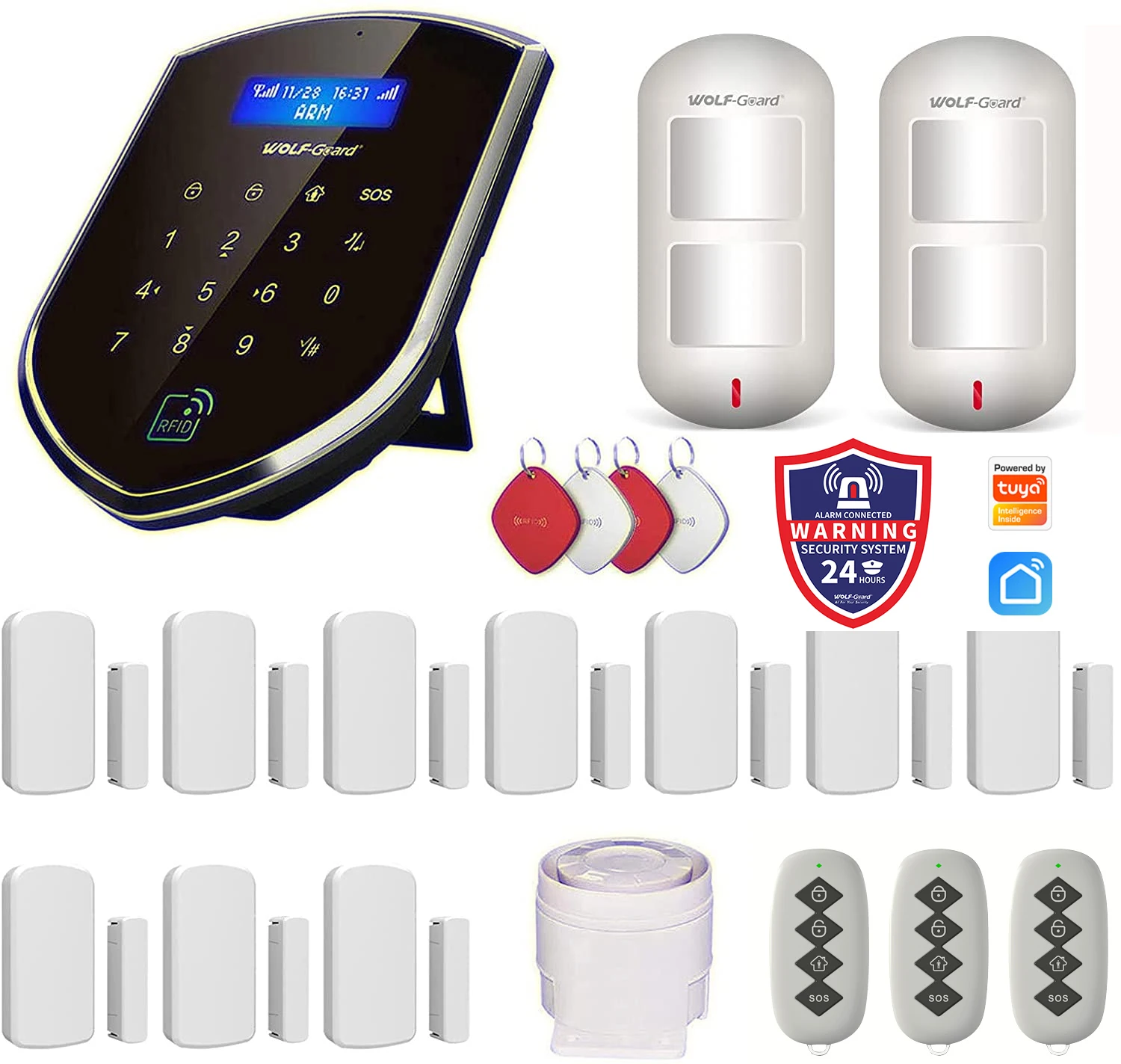 Беспроводная домашняя сигнализация Wolf-Guard 2 4G Wifi GSM SMS Комплект охранной системы Tuya