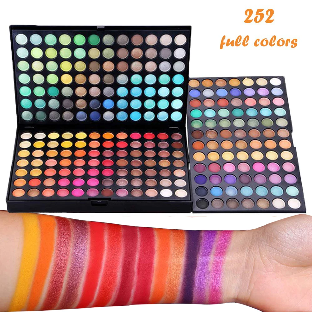Палетка блестящих теней для век 252 цветов жемчужная Косметическая тени блестящие