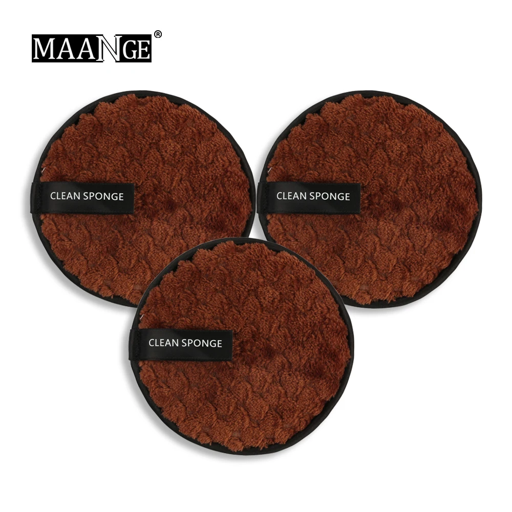 Салфетка из микрофибры, очищающее полотенце для лица, многоразовая Очищающая губка для макияжа, двойной слой, инструменты для чистки ногтей - Цвет: 3PCS-Brown