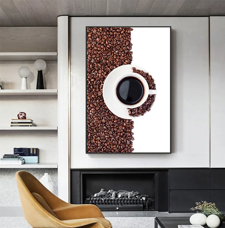 Настенные плакаты с изображением чая и черники картины на холсте кофейных зерен