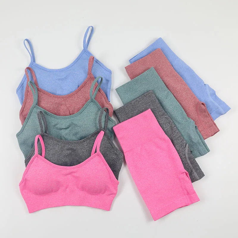 

Stracksuit Women Yoga Set Sport Suits Workout Sportswear Shorts Sets Gym Clothing Fitness Sports Bra Crop Top Seamless Leggings
