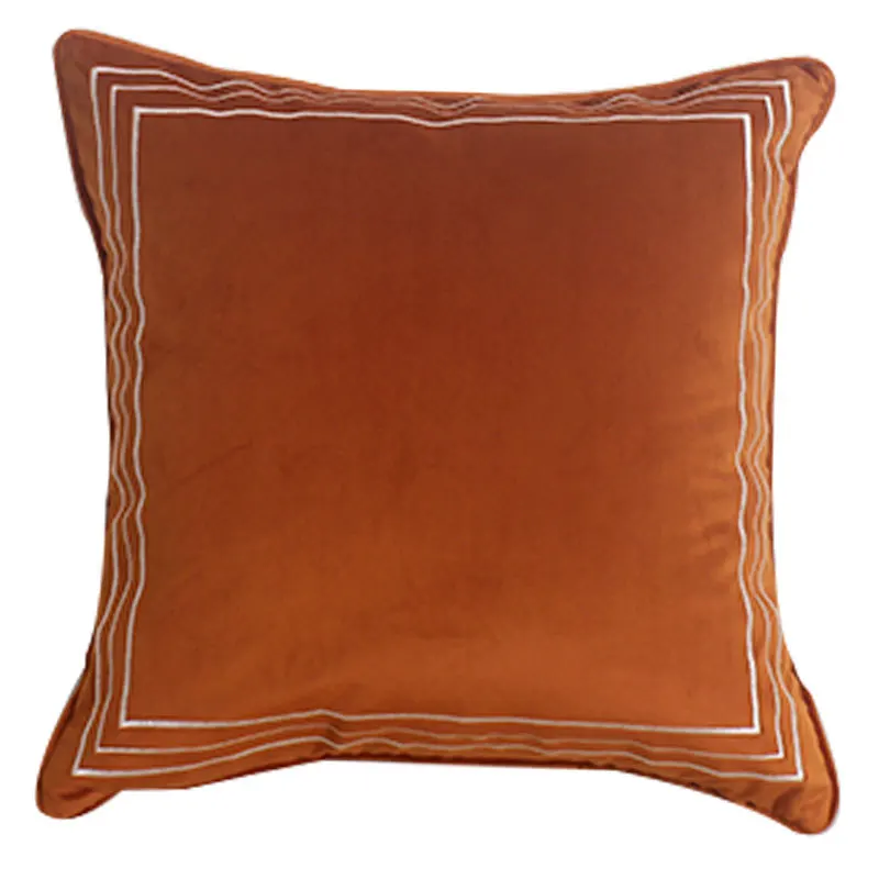 Домашняя декоративная диванная подушка оранжевая голландская бархатная вышитая