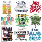 Нашивки Cartton с растениями на одежду, нашивки с надписями, Штангами, сердечками, переводки для одежды, летние наклейки, термонаклейки