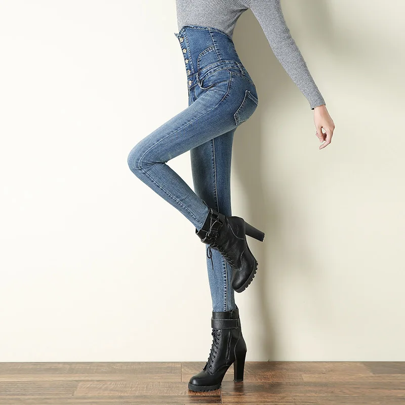 Женские зауженные джинсы с высокой талией винтажные женские больших размеров