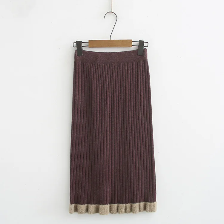 Plus Size Casual 2019 Autumn Women Fashion Mohair knitting Skirts A2-072 | Женская одежда