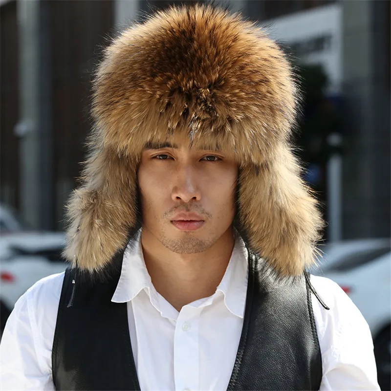 Шапка из лисьего меха мужская шапка для среднего и пожилого возраста теплая
