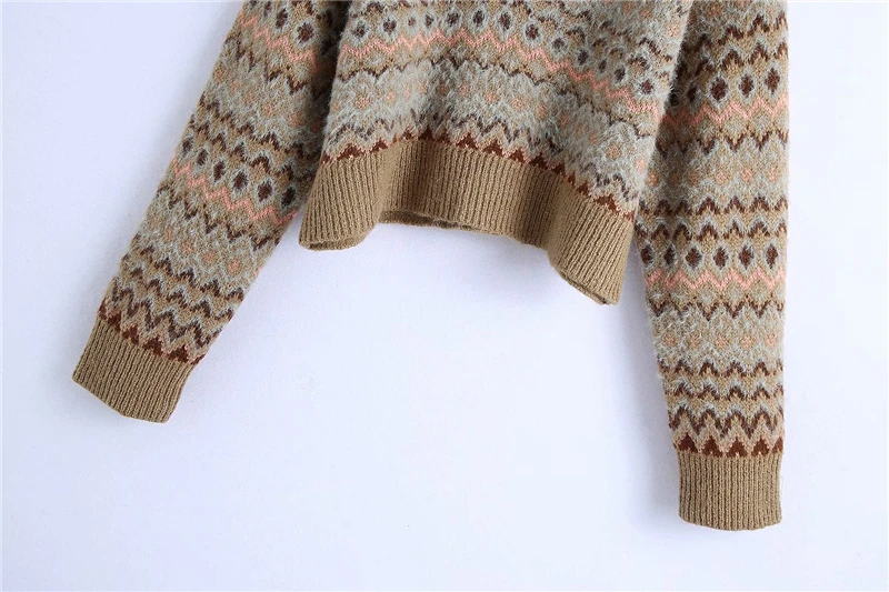 

Vintage Women Cascading Striped Sweaters 2020 Fashion Ladies V-Neck Knitted Tops Streetwear Female Short Loose Pullovers