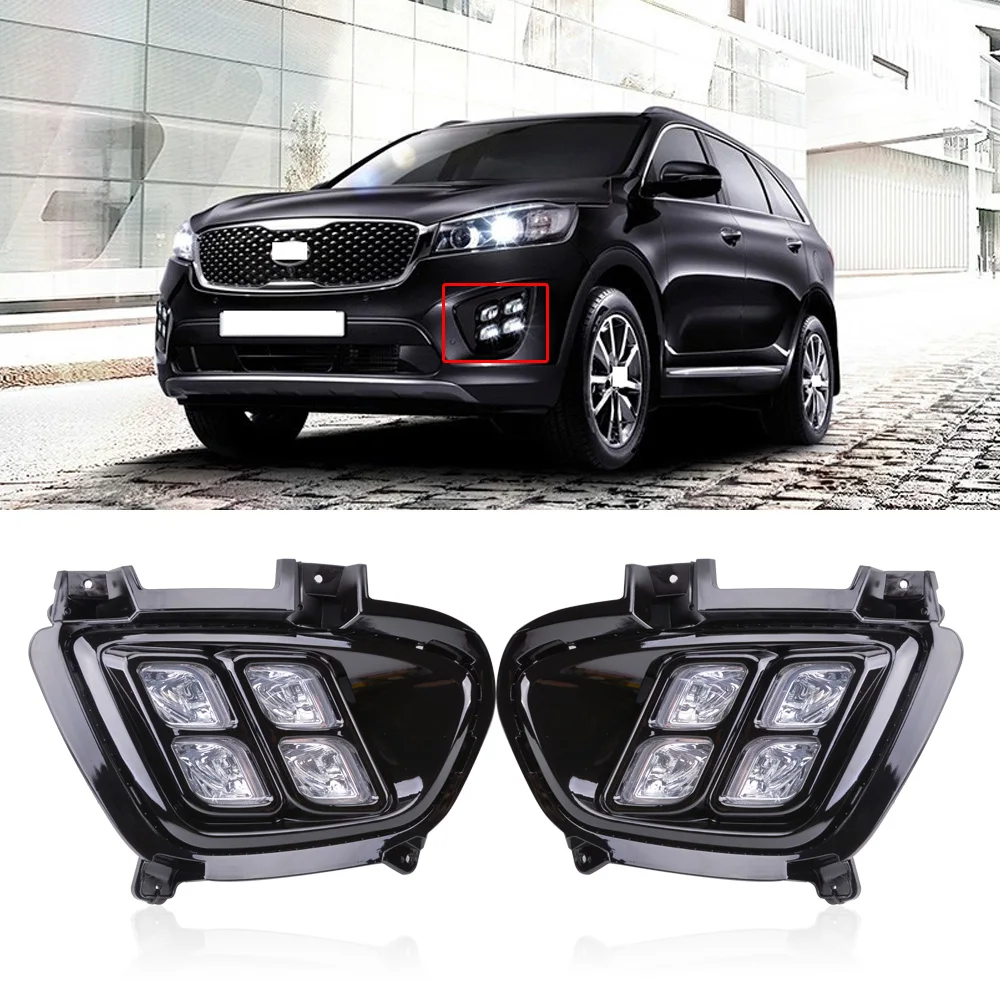 CAPQX 1 Набор Для Sorento передний бампер светодиодный противотуманный светильник противотуманная фара дневной ходовой светильник DRL дневная лампа для ночного времени в сборе