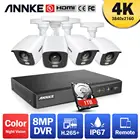 ANNKE 4K Ultra HD 8CH DVR Kit H.265 + CCTV камера системы безопасности 4 шт 8MP ИК Открытый ночное видение видео наборы для камеры наблюдения камера наборы