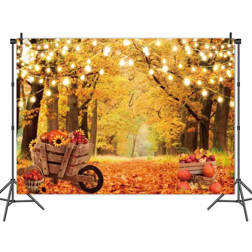 

Charming Fall Woods Golden Maple Leaf Road Lights Party Background Couples Wedding Photo Shoot Decor Picture Kids Vinyl Banner