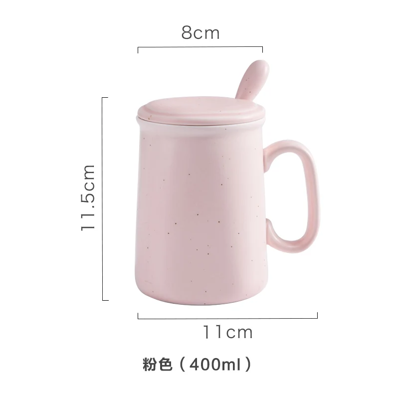 Solid Simple Nordic Mugs Girl with Spoon Lid Ceramic Mug for Couple Personalised Chavenas De Cafe Office Coffee MM60MKB | Дом и сад