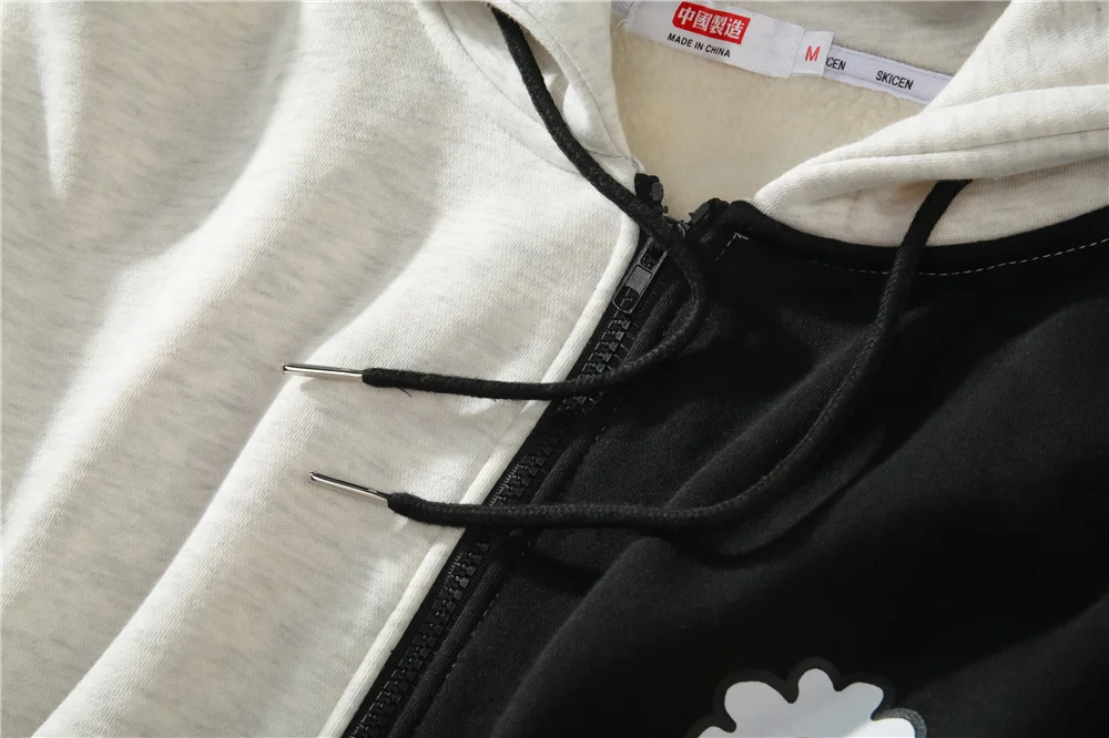 

Mens Patchwork Zipper Hoodie Jacket Hip Hop Streetwear Harajuku Hooded Sweatshirt Warm Fleece Winter 2020 Floral Hoodie Pullover