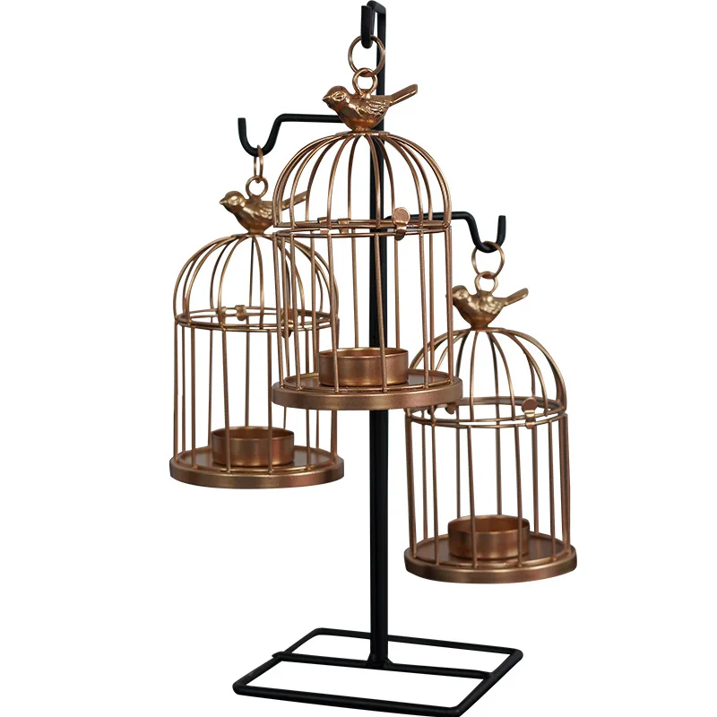 Забавный креативный подсвечник в скандинавском стиле виде клетки для птиц