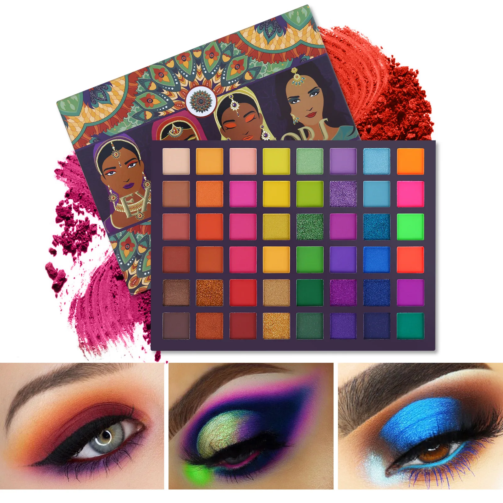 

48 Color Exotic Flavors Eyeshadow Palette Pressed Glitter Shimmer Matte Eye Shadow Neon Metallic Makeup Cosmetics Makeup