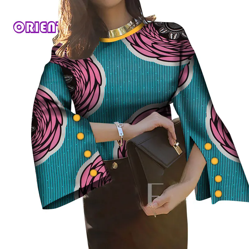 Африканская блузка для женщин с длинным рукавом Дашики Топы рубашка женская