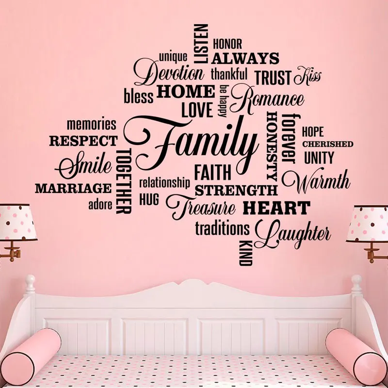 Семья Настенная Наклейка с надписью виниловые Home Decor Гостиная Спальня улыбка