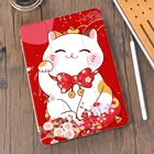 Чехол с мультяшным изображением кошки на удачу для iPad Pro 11, 2021, 8 поколения, Air 4, мини-держатель для карандашей, 5, 10,2, 7, Air 2, 3 Pro, 10,5, 5th, 6th, чехол