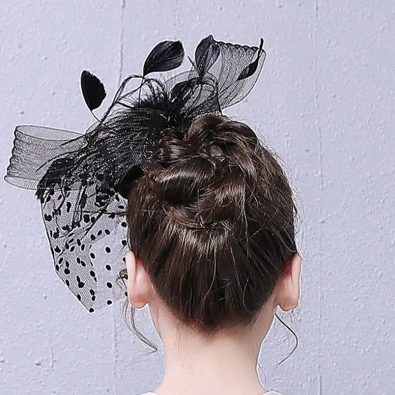 Новые Свадебные шляпы для девочек черное перо старинный головной убор Chapeau Mariage