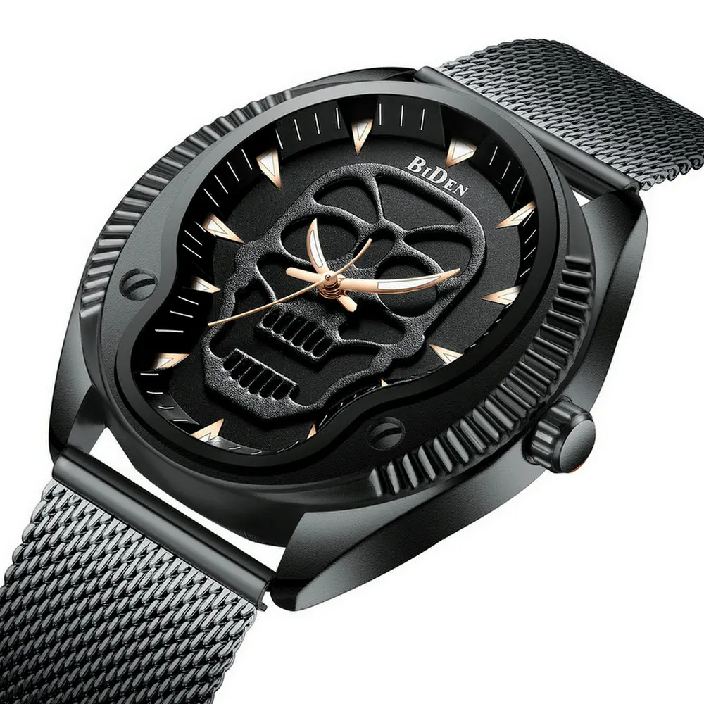 BIDEN часы со скелетом Для мужчин Роскошные наручные для Топ Брендовые Часы с