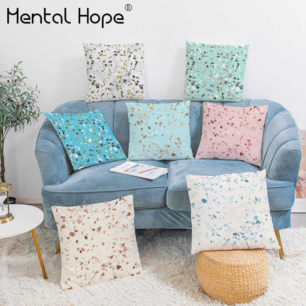 Геометрический Стиль плюшевый чехол для подушки клетка горошек печати диванной