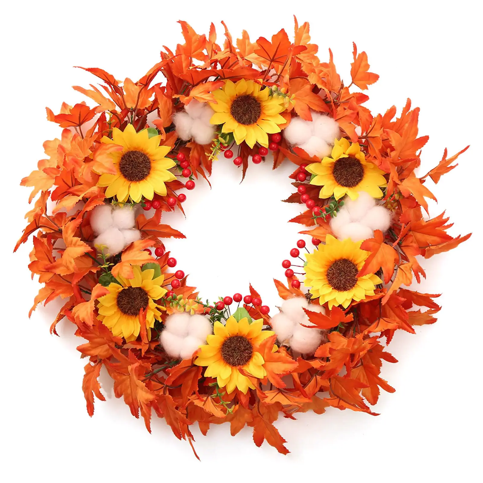 

Halloween Autumn Decoration Fall Pumpkin Wreath Rattan Garland Front Door Pendant Artificial Maple Leaf Harvest Holiday Decor