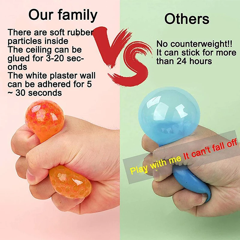 

4/8pcs Ceiling Sticky Ball Decompress Stress Relief Ball Glowing Stress Relief Toy Tear-Resistant Fun Toy for Kids Adult B88