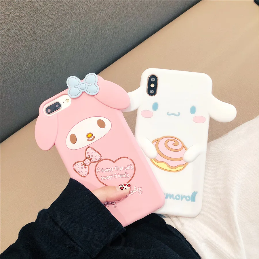 Милый 3D мультяшный чехол для телефона My Melody с двумя звездами для iPhone 6, 6s, 7, 8 Plus, X, XR, XS Max, мягкий силиконовый чехол, Fundas Coque Capa