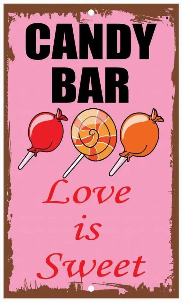 

Сладкий знак безопасности с надписью «Love is Sweet», жестяной знак 8x12