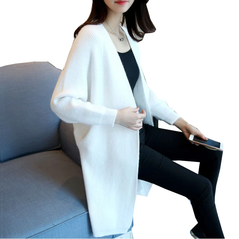 2020 женский длинный кардиган Осень-зима стежка пончо вязаный свитер более размера