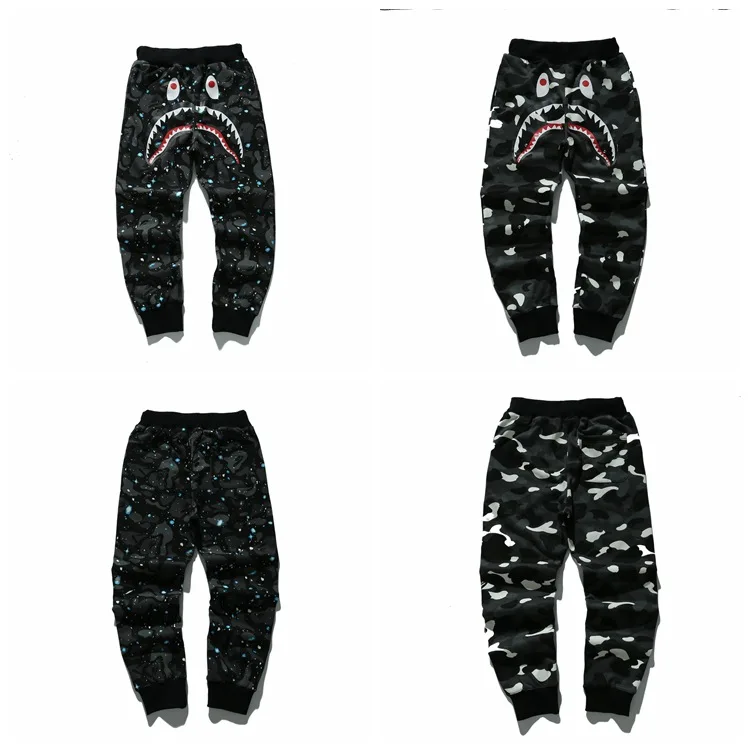 

2021 Four Seasons New Fashion Men's and Women's Tide Brand Luminous Terry Casual Pants Lovers BAPEE Tether Printed Sports Pants