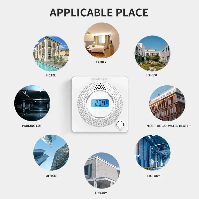 

Newest 2 In 1 High Sensitive LED Digital Gas Smoke Alarm Co Carbon Monoxide Detector Voice Warn Sensor Home Security Protection