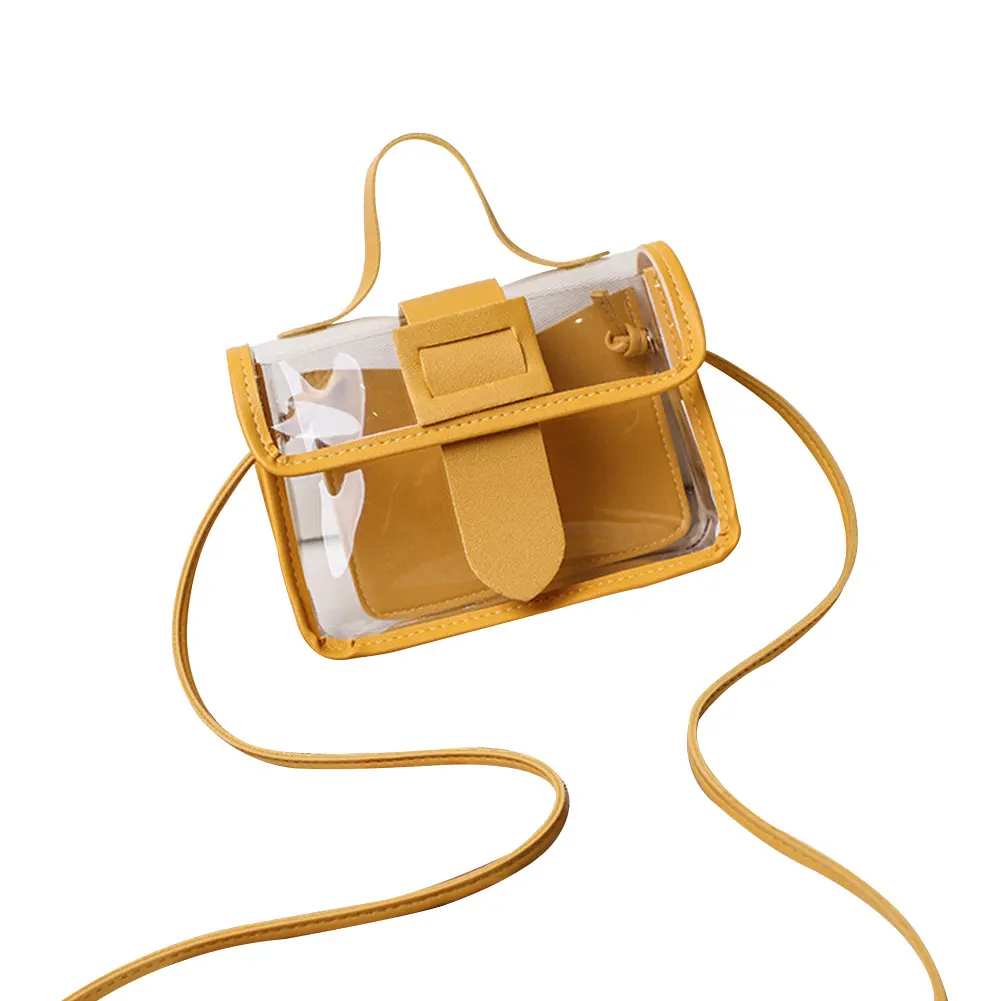 

Sweet Women Shoulder Bag Casual Small Messenger Portable Crossbody PU Leather Transparent Handbag Adjustable Strap Clutches